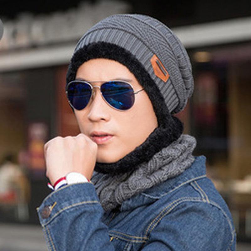 Men's Thick Plush Wool Winter Hat: Korean-Style, Warm Knit for Outdoors & Cycling