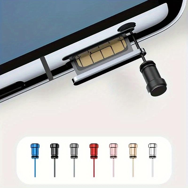 1pc Colorful Metal Anti-Dust Plug for Type-C Charging Port & 1pc 3.5mm Earphone Jack Dust Plug