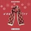 New Christmas red scarf women's winter Christmas with warm knitted shawl soft waxy atmosphere scarf