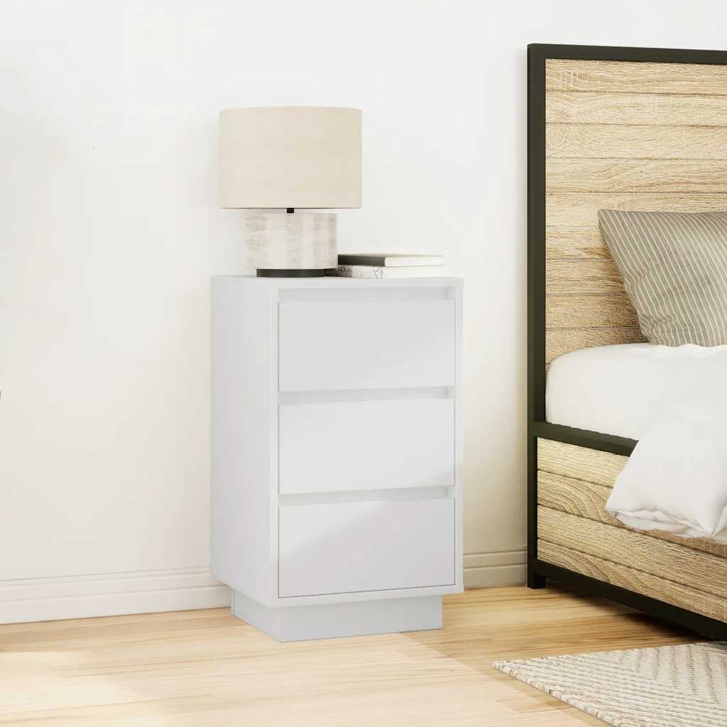 Nightstand with LED Lights White 38 x 34 x 65 cm