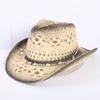 Popular sombrero de vaquero occidental hueco clásico europeo y americano, moda para hombre y mujer, sombrero de paja transpirable para vacaciones, protección solar