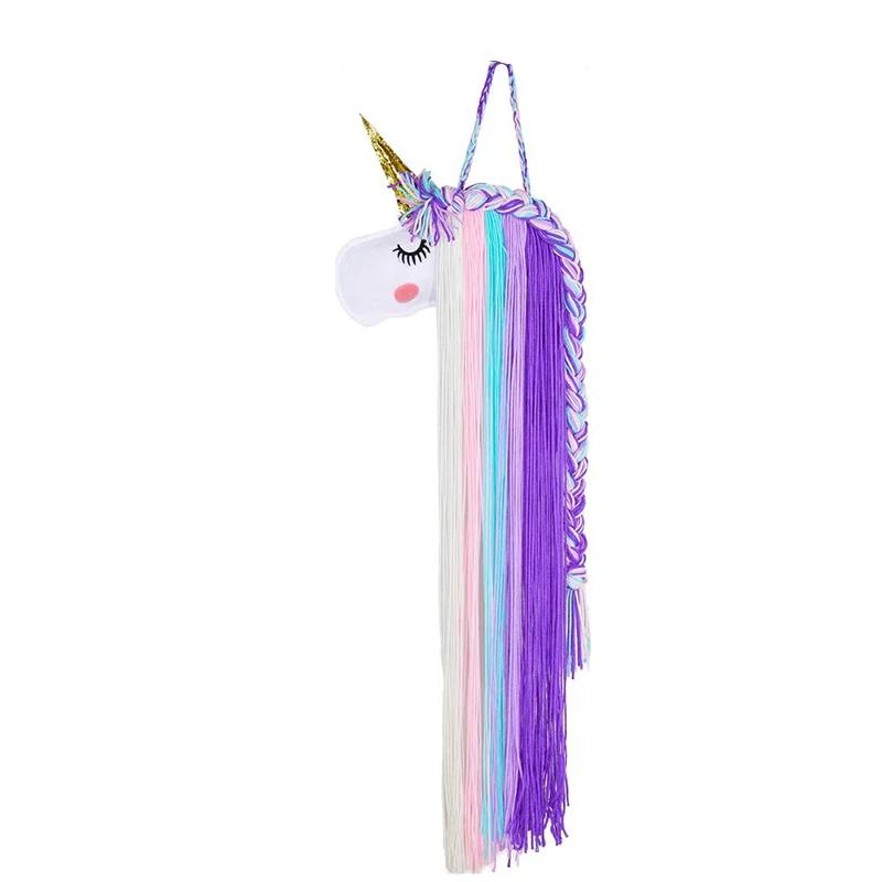 Unicorn Children's Hair Clip and Accessory Storage Strap Wall Mounted Felt Children's Room Decoration Storage Rack Cute Felt