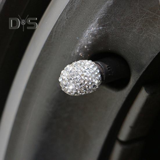 4 Stück glitzernde Reifenventilabdeckungen mit Strass-Dekor, einfache Installation, Universal-Ventilabdeckungen für Fahrzeug, LKW, Motorrad, Fahrrad, Auto