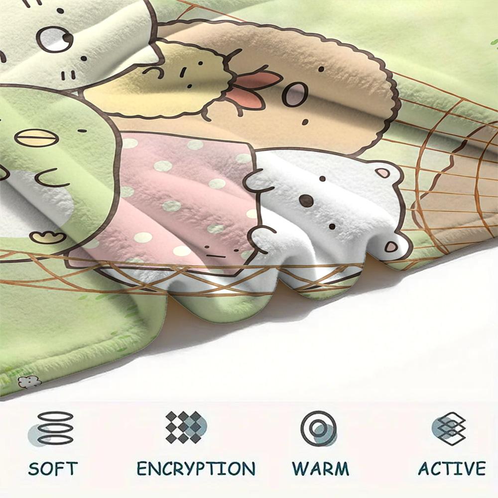 Sumikko Gurashi2 Flannel Blanket, High Quality Comfortable for All Seasons, Home Decor, Warmth and Comfort