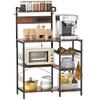 Kitchen Shelf, Standing Shelf with 2 Power Outlets, 5 S-Hooks, 5 Shelves, Basket, X-Braces, Steel, 90 X 42 X 130 Cm
