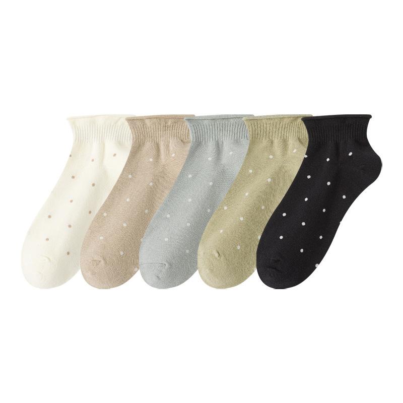 Polka Dot Socks, Women's Spring and Autumn Short Socks, Sweat-absorbing, Odor-proof, Rolled Edges That Don't Come Off, and Versatile Socks for Boats