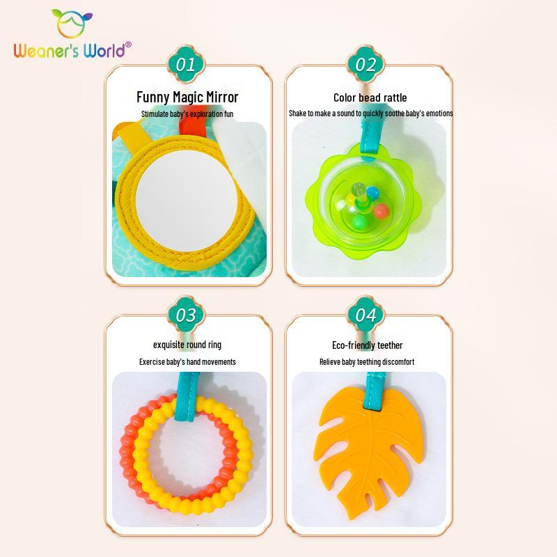 Weaner's World Plush Animal Car and Bed Hanging Toy with Teether and Wind Chime