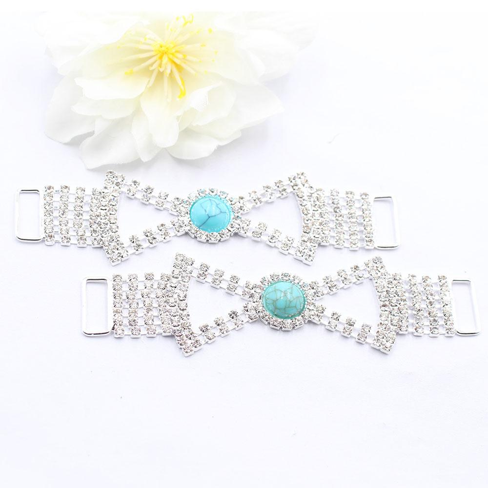 4-piece Set of 15 * 100mm Shiny Butterfly Shaped Rhinestone Turquoise Bikini Chain DIY Wedding Decoration Chain Accessories