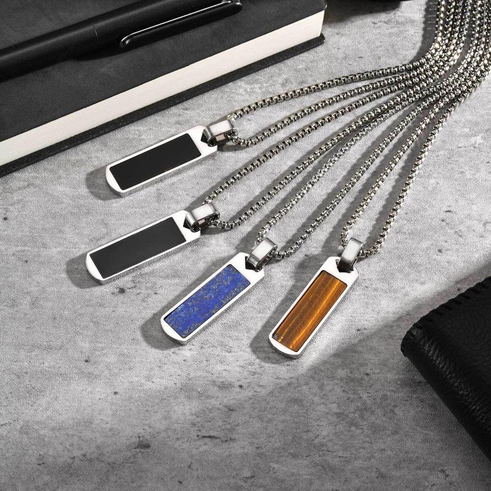 Módní přívěsek z lapisu lazuli Minimalistický nerezový náhrdelník Módní náhrdelník s přívěskem Muži