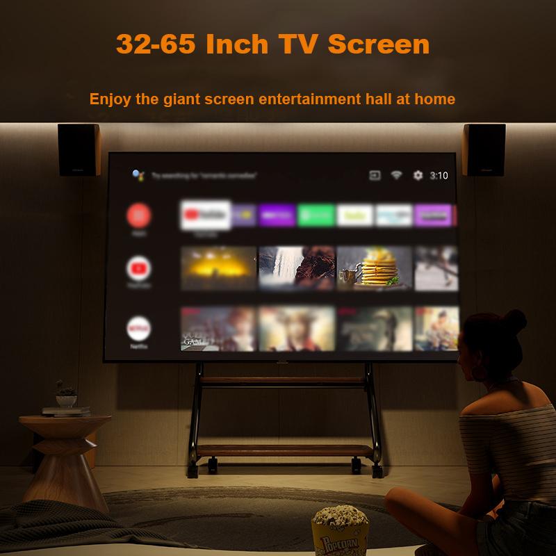 Mobile TV Stand for 32-65inch TVs Rolling TV Cart Modern Living Room TVs Stand 110lbs VESA 600x500mmFloor Stand TV Support Shelf