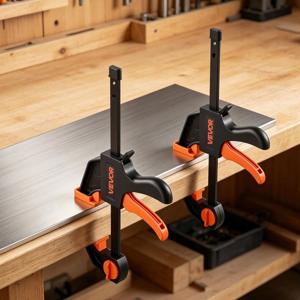 Bar Clamps for Woodworking, 8-Pack, 15.24 cm and 30.48 cm, with Spring Clamps, One-Handed Clamp/Spreader, 70 kg Load Limit, Quick Release,