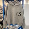 Cole Buxton Unisex Minimalistischer CB-Buchstaben Jacquard-Strick-Hoodie - Herbst/Winter Lockerer Freizeit-Pullover