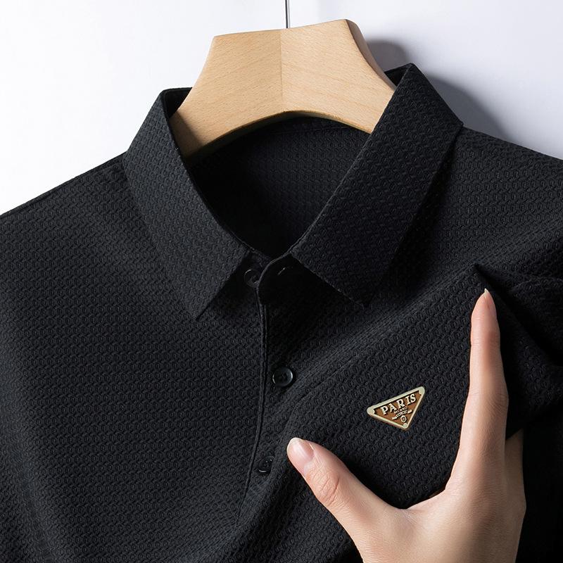 CHARM CLOTHINGS IJszijde Vallende Korte Mouw T-shirt Heren Business Casual Grote Maat Los Koel Poloshirt 40-50 Jaar 3XL