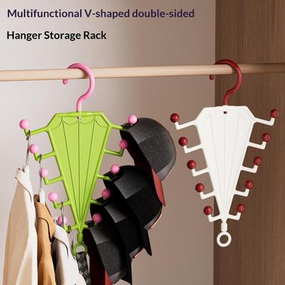 1Pcs V-shaped Double-sided Storage Rack Multifunctional Closet Hanger Space Saving For Clothes Hats Belts Scarves Coat Rack