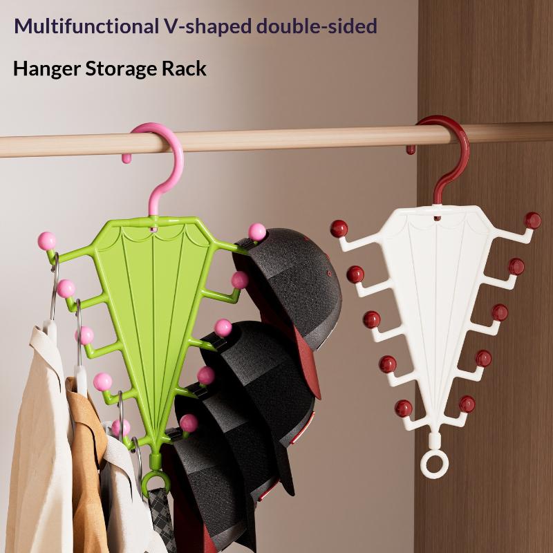 V-shaped Double-sided Storage Rack Multifunctional Closet Hanger Space Saving For Clothes Hats Belts Scarves Coat Rack