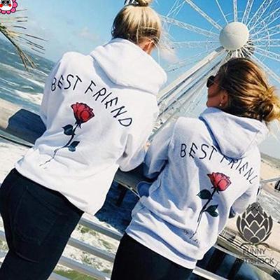 Sudadera Con Mejor Mujeres Amigo La Larga De Tops Capucha Manga Jersey Blusa Las kZOiPXu