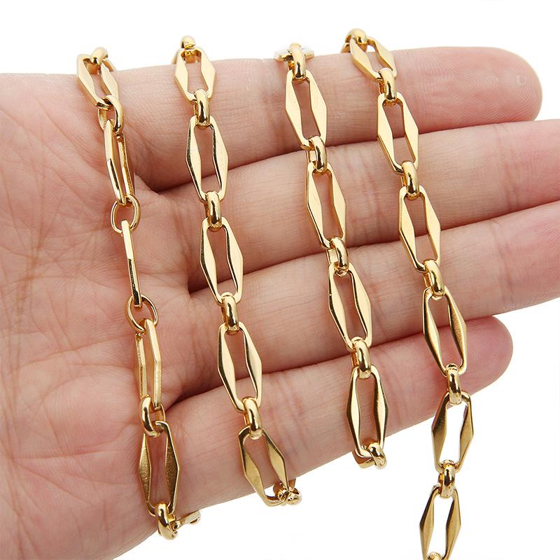 8mm Stainless Steel Rectangle Buckle Diamond Chain: Handmade Hip Hop Men's Jewelry Accessory