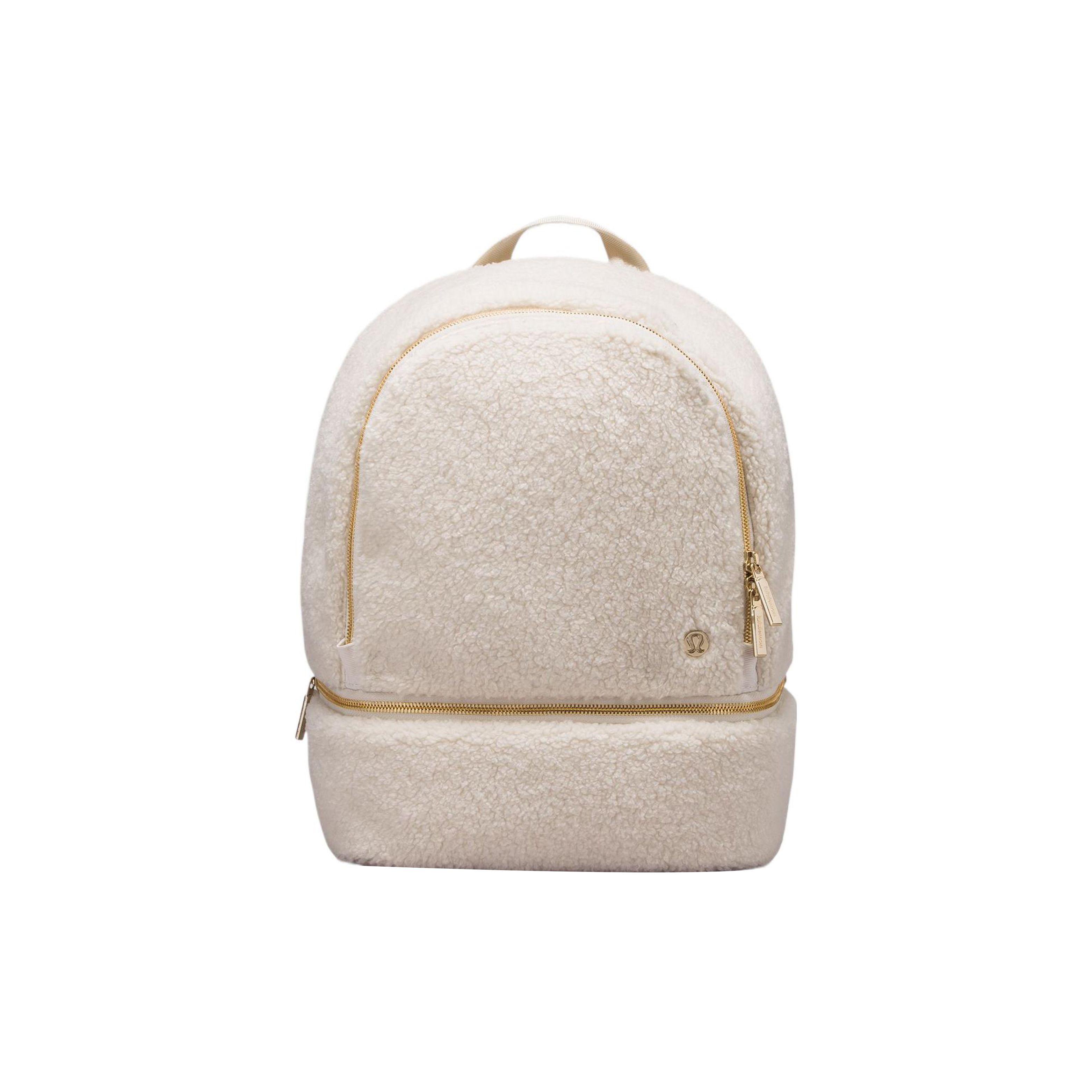 Lululemon 11L City Adventurer Fashion Sports Casual Zipper Velvet Mini Backpack Women backpack White LW9EJES-271126 Zipper Gold