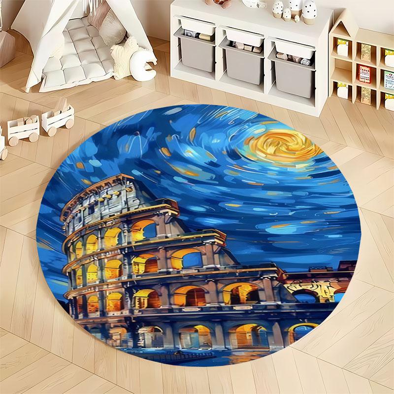 Starry Night-Inspired Colosseum Rug for Living Rooms round carpet for home sofa bedroom, gift