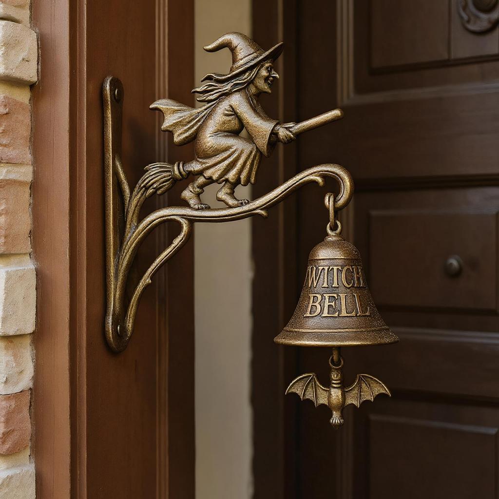 Halloween Witch Doorbell Gothic Witch Decor Hangable Doorbell Garden Decor for Entrance Hallway Shop Retro Witch Doorbell