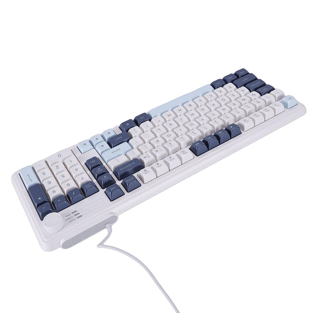 Wired Keyboard RGB Backlit USB Interface Gaming Keyboard with Knob Function for Computer
