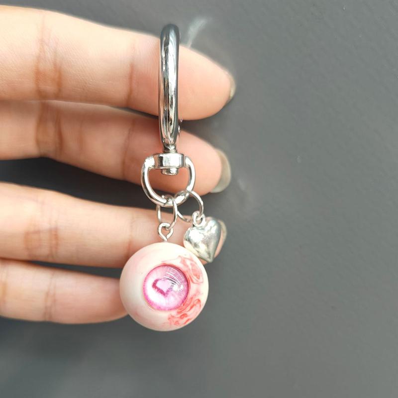 Gothic Demon Heart Eye Pendant Necklaces Resin Couple Keychain Pendant Halloween Backpack Decor Charms Jewelry Gifts