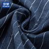 ROMON Men's Spring Autumn Linen Blend Slim Fit Striped Blazer