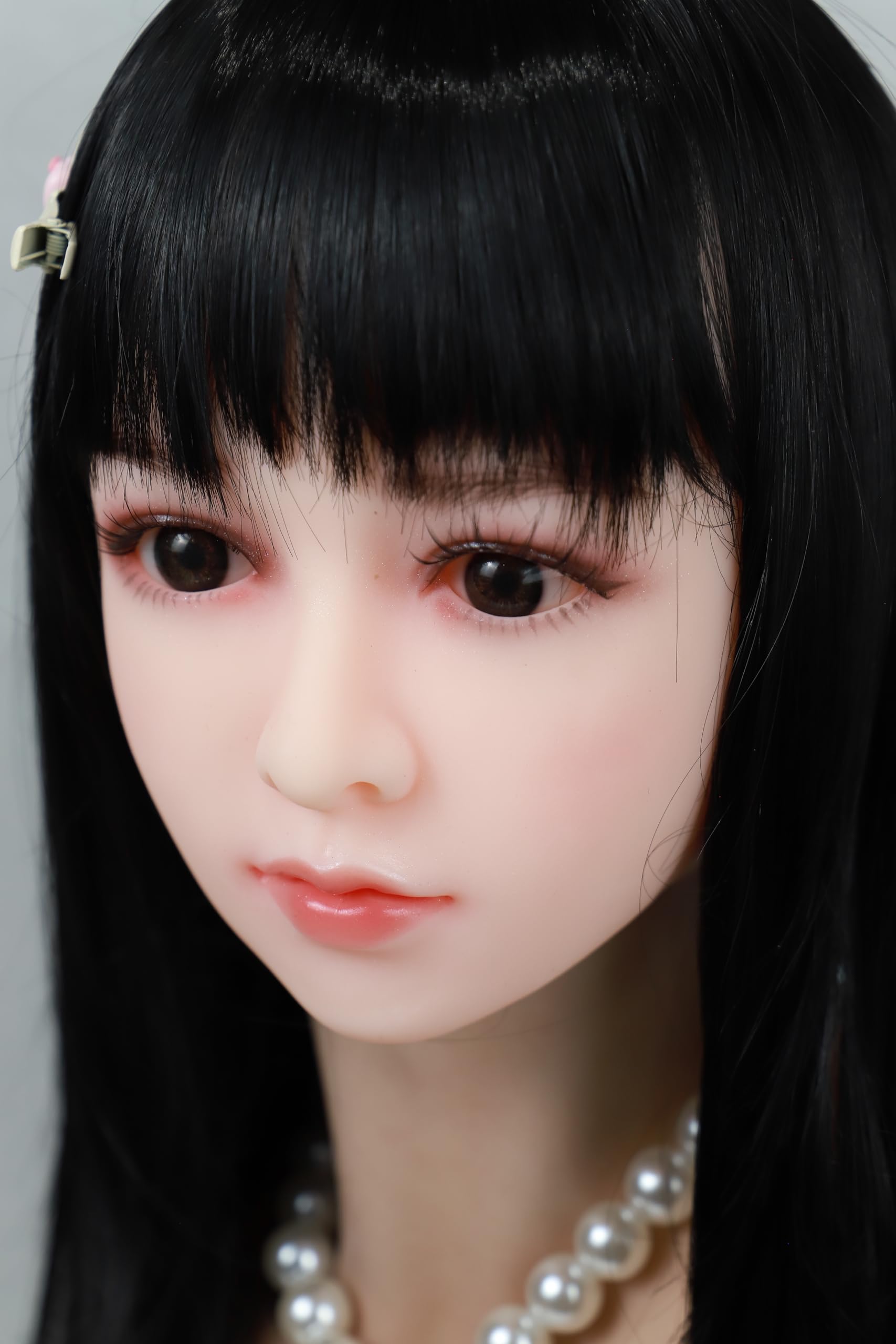 

Figure Head Only High Quality TPE Head Head Only Wig Type 2 Types of Connection Wig Type Black Hair #261-Long