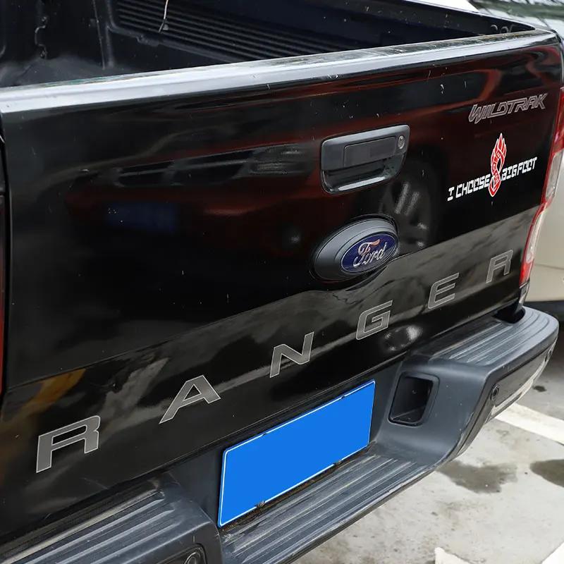 Car Sticker Car Rear Badge Ring Logo Frame Cover Decoration Trim Fit For Ford Ranger 2015-2021 F150 2009-2014 Auto Carbon Fiber/