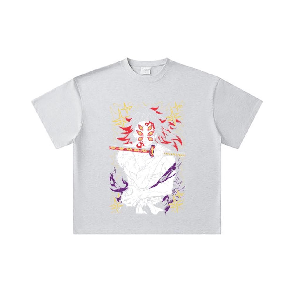 260 GSM Double Yarn 32 Count 100% Cotton Demon Slayer V36 Kokushibo Print Unisex Heavy Cotton T Shirt