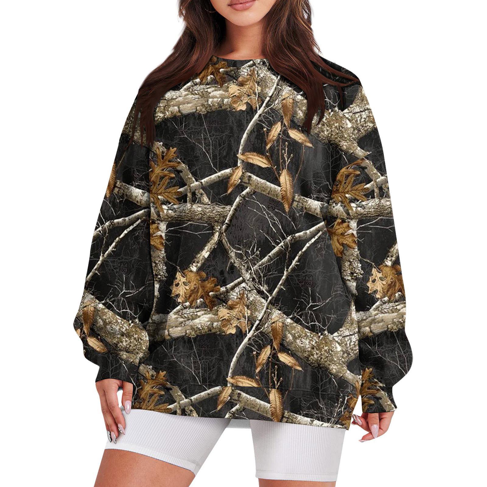 

Жіночий повсякденний модний вінтажний світшот з довгим рукавом і круглим вирізом з принтом, багатошаровий пуловер L чорний