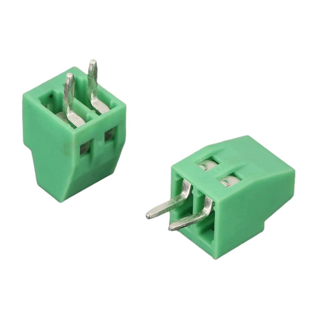 20PCS Green 2 Pin Terminal Block 2.54mm Pitch Plug-in Type PCB Mount Connector Connectable Terminal Connector PCB Mounting