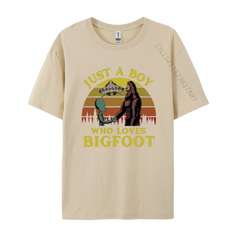 Just A Boy Who Loves Bigfoot Alien Cost Tshirts Tops T Shirt Oversized Unisex Graphic T Shirts 100 Cotton