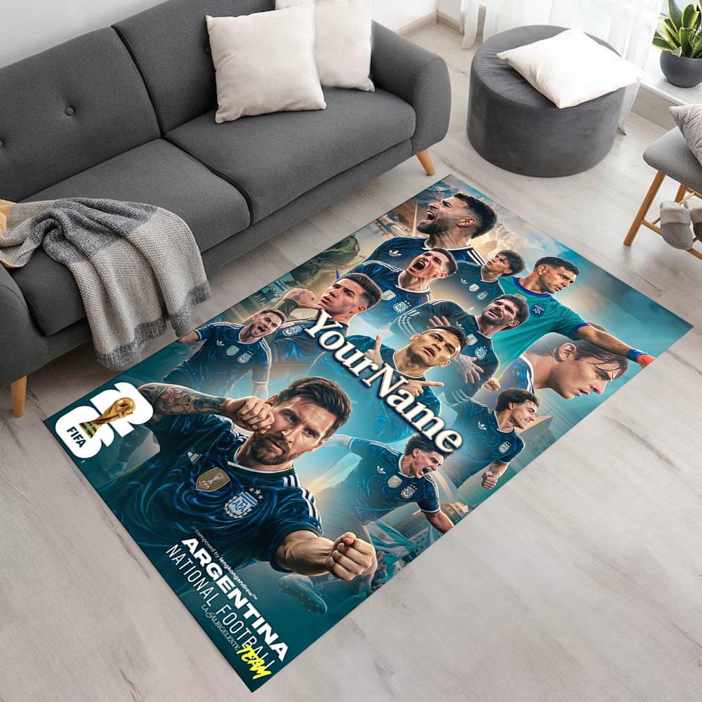 Messi Customize Your Name Area Rug Design for Outdoor Entryway Kitchen Living Rooms Anti-slip Rug Anime Office Decor Perfect Gift for Women/Men