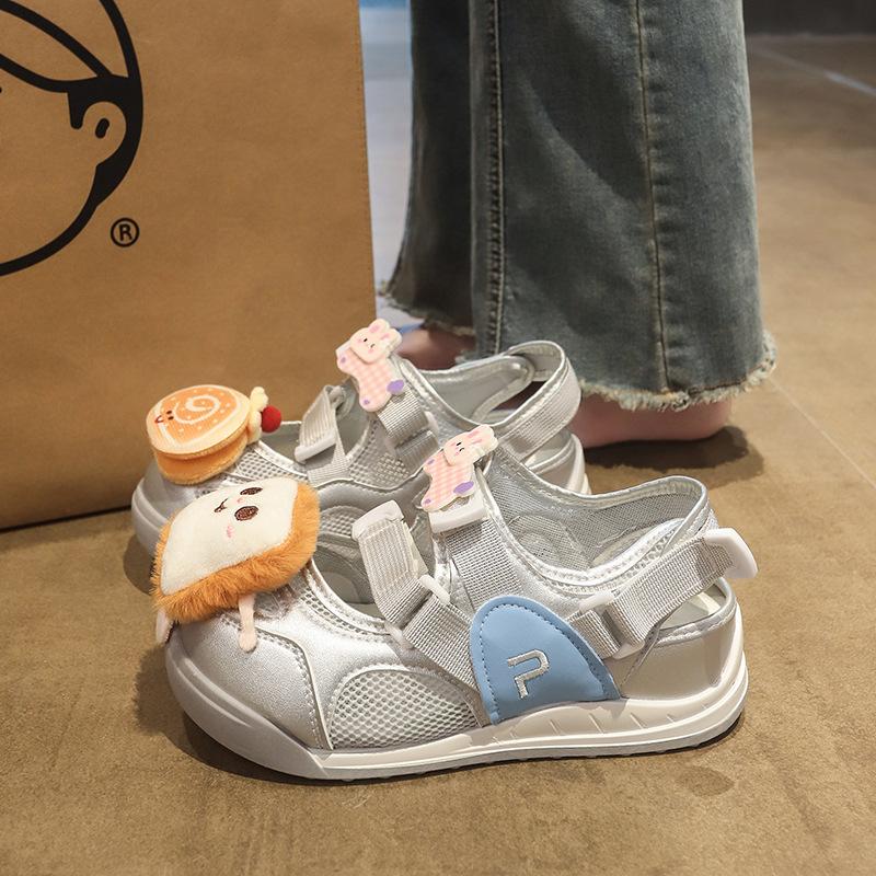 

Mary Jane thick-soled heightened little dad shoes women s ins tide 2025 summer new versatile bag head sandals 40 серый