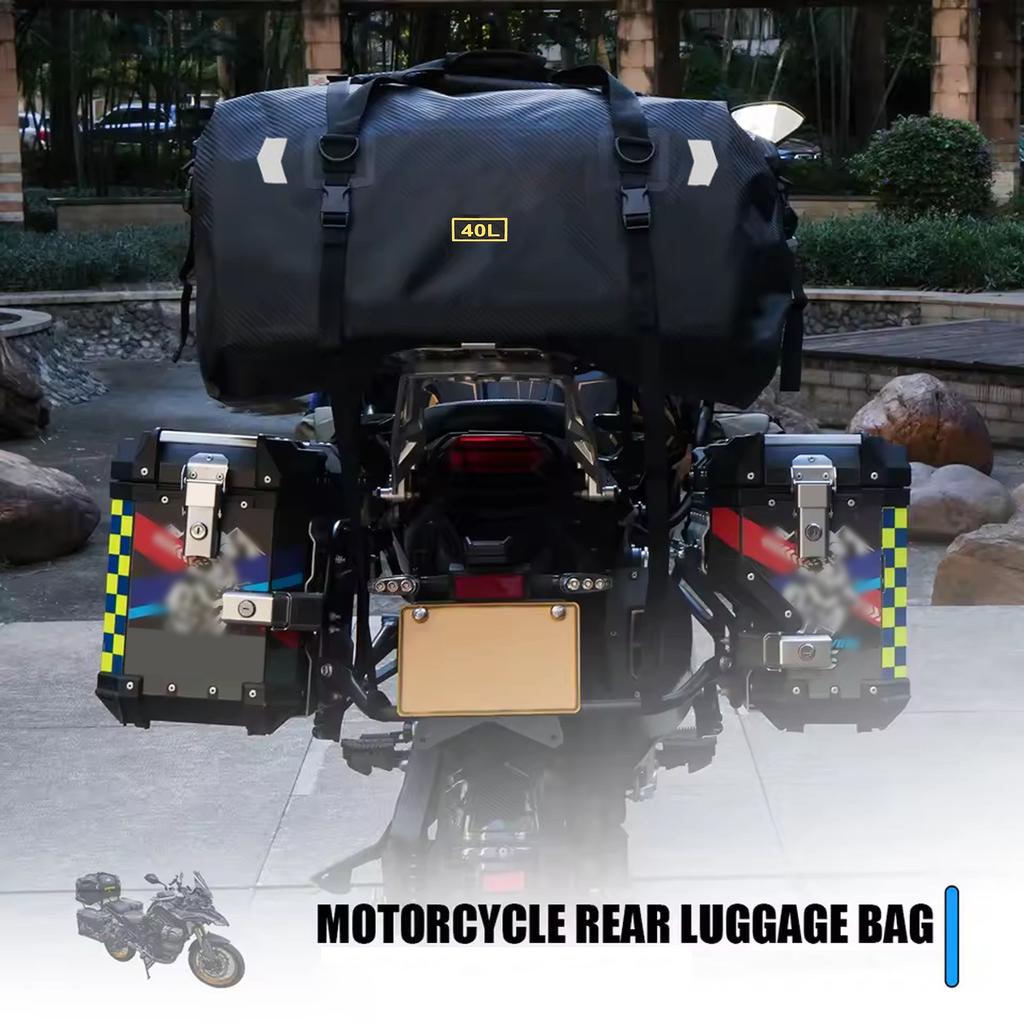 Motorcycle Rear Seat Bag, Reflective Tail Bag with Large Storage Space, Water Resistant Motorcycle Luggage Pack for