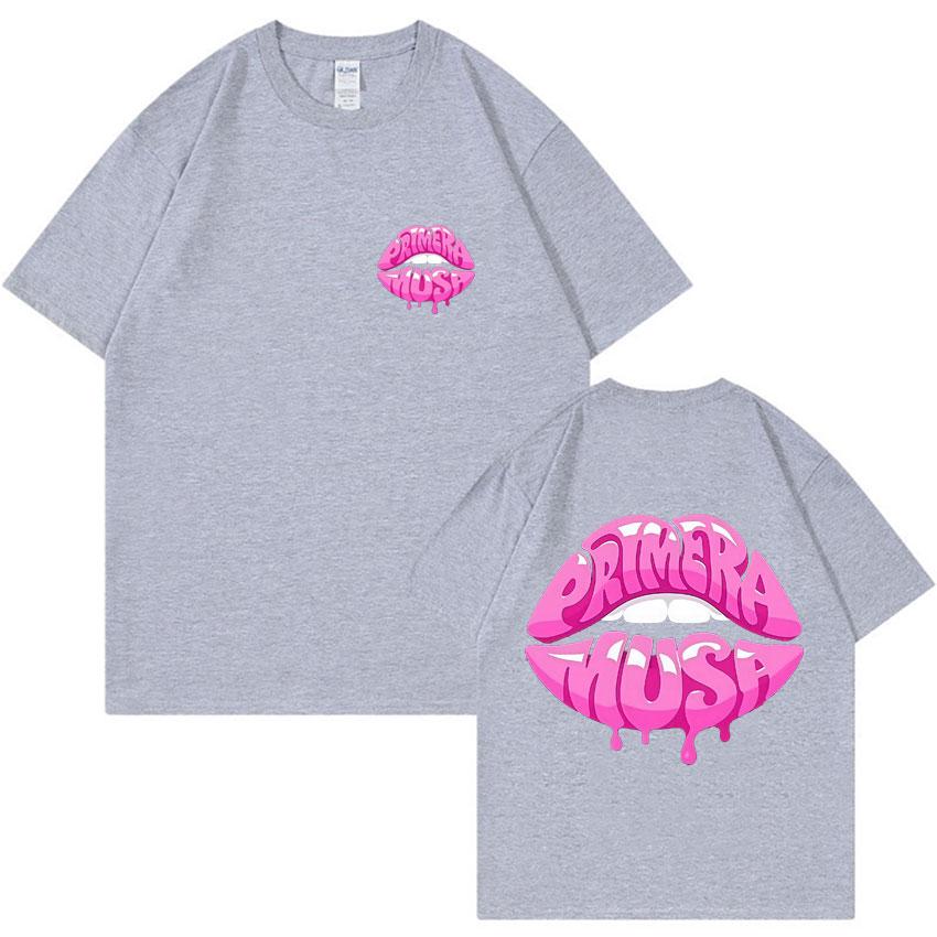 Omar Courtz Primera Musa Pink Sexy Lip T-shirt for Men and Women Harajuku Hip-hop T-shirt Printed Pure Cotton Oversized Dress