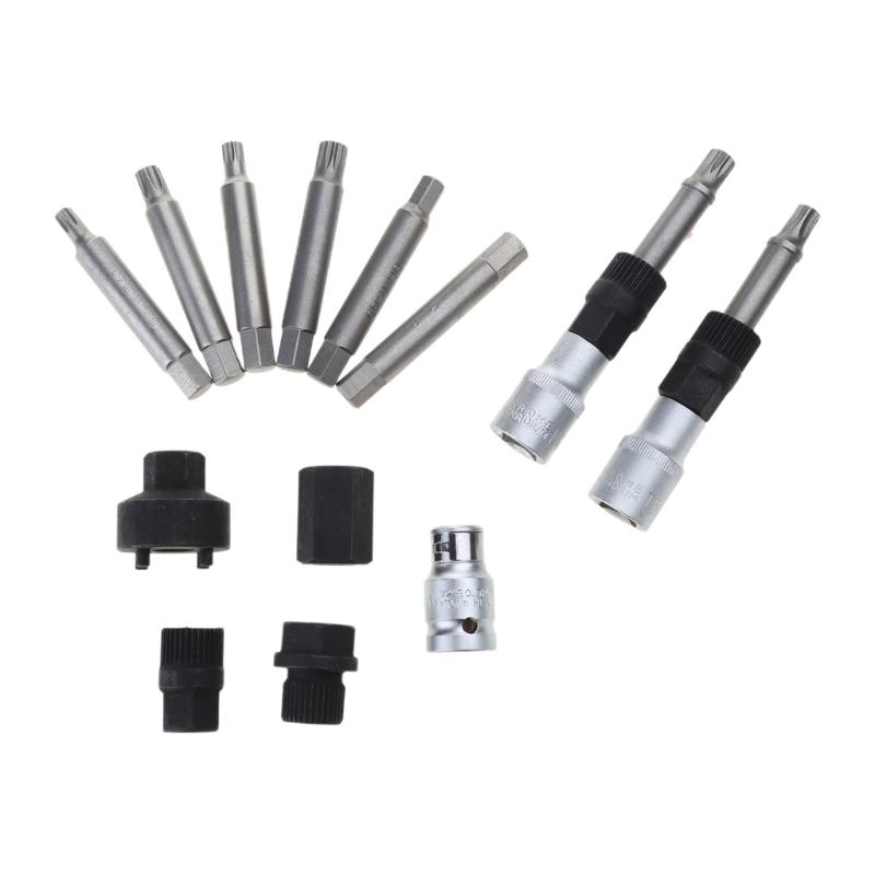 13 Pcs Alternator Engine Auto Tool Set Metal Alloy Alternator Pulley Removal Tool Fitting For Auto Vehicles