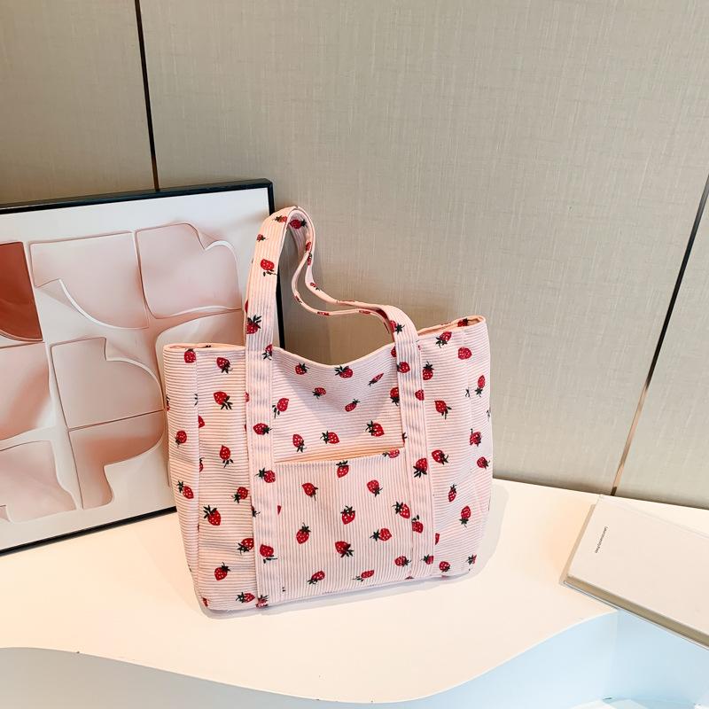 

Stylish Corduroy Shoulder Bag for Women, Printed Crossbody Purse with Strap, Casual Commuter Handbag for Shopping Travel 39 33 9CM розовый