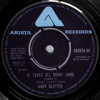 7inch Record GARY GLITTER - It Takes All Night Long ARISTA85 Arista 1976 UK Rock Used