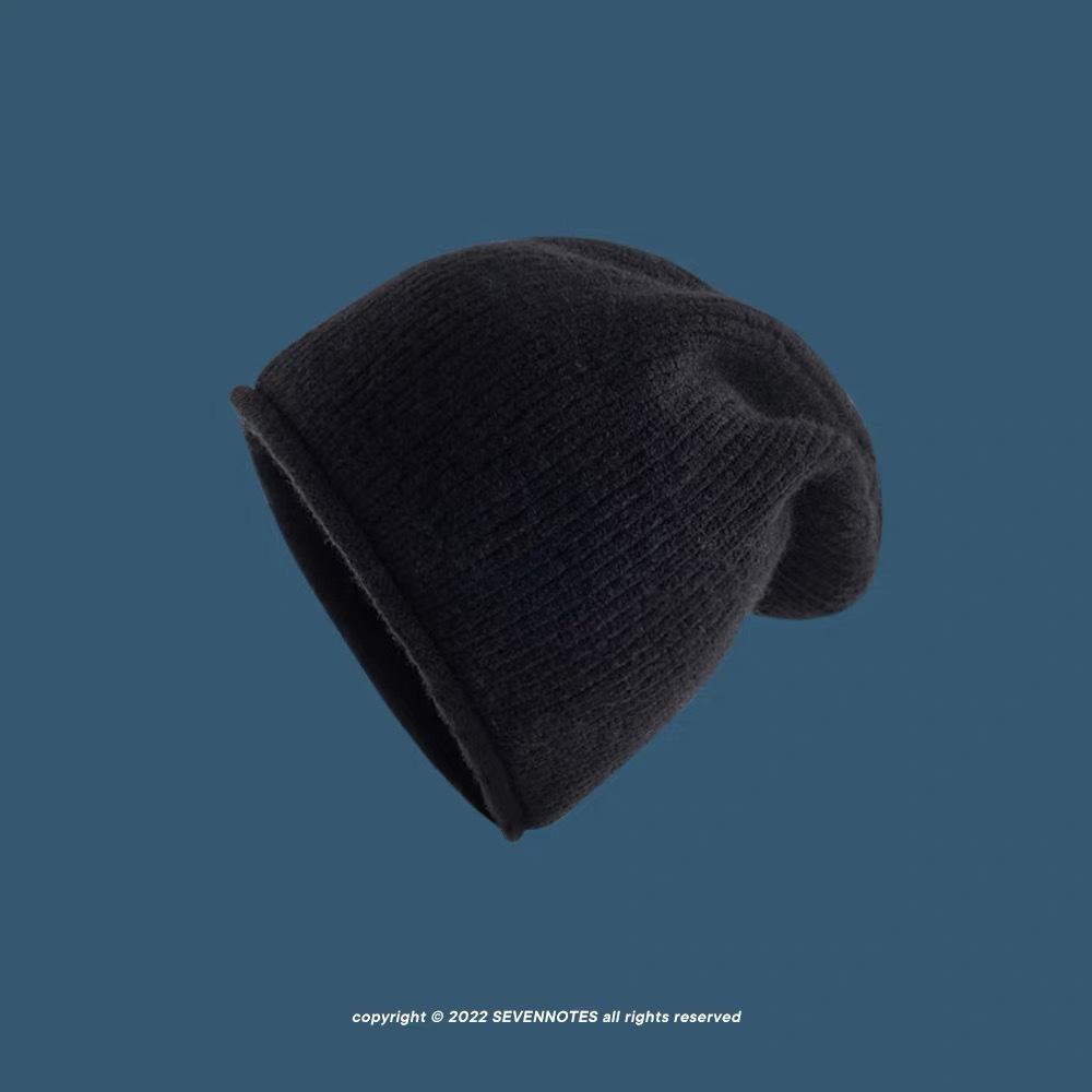 Cold Loose Knitted Hat Men and Women Street Piles of Hats Big Heads Cold Hats Confinement Hat Autumn and Winter