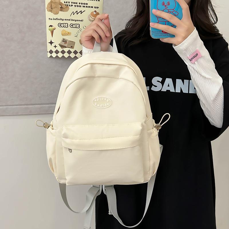Schoolbag Summer Solid Color High Value Schoolbag Female College Student Simple Versatile Backpack Fashion Lightweight Travel Mini Backpack