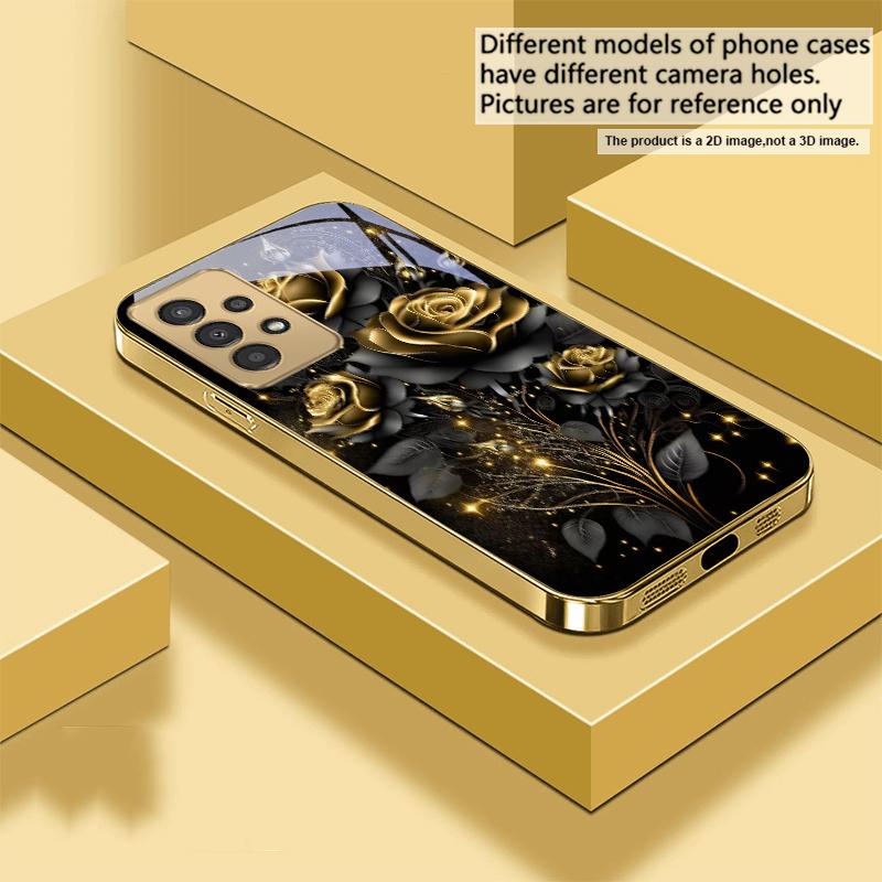 Jewel like brilliance For Samsung A 31 32 A33 A34 35 14 A15 13 16 25 26 50 52 53 54 55 56 70 71 72 73 Golden glass phone case