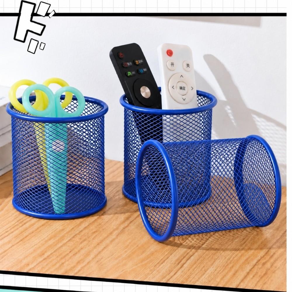 2 pcs Round Storage Tube Metal Desktop Organizer Lightweight Pen Holder  Stationery Storage