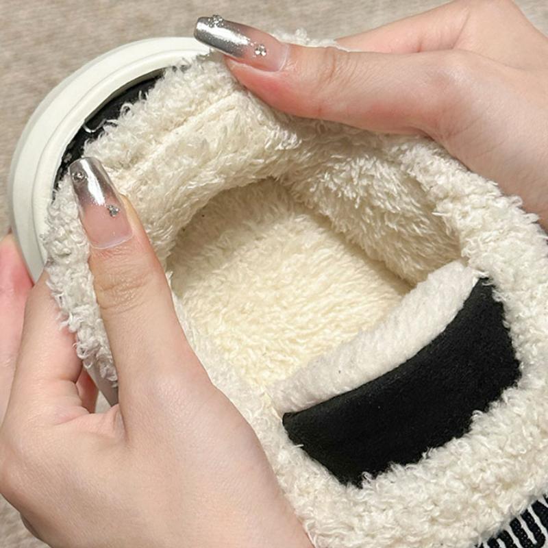 Chaussures chaudes en coton d'hiver pour femmes 2024 Crochet et boucle Talon plat Peluche Bottes d'hiver pour femmes Fourrure synthétique Semelle souple Bottines en peluche pour femmes