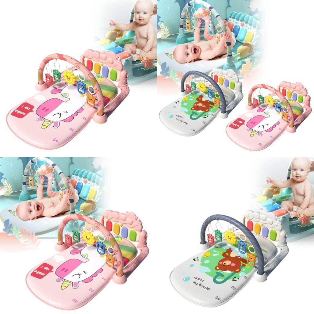 Infant Musical Piano Baby Gym Mat With Detachable Hanging Toys And Light-up Features