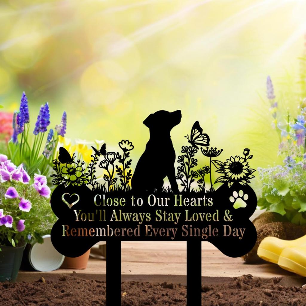 Pet Grave Markers Dog, Metal Pet Metal Memorial Garden Stake, Pets Waterproof Grave Stakes Plaque, Pet Headstone Garden Memorial Graves, Metal Dog