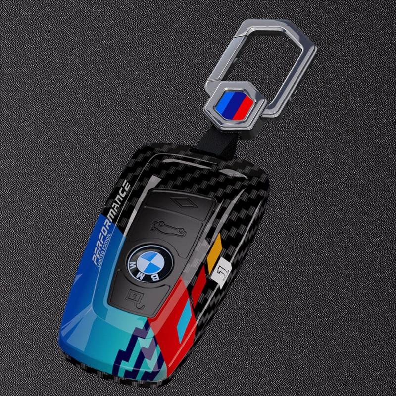 Applicable To BMW 5 Series Key Case New 3 Series Carbon Fiber Texture Key Case 7 Series Blade X5x6 Square X1x3 Shell Buckle