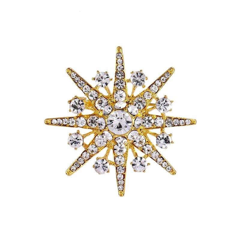 

Роскошная брошь со звездой из циркона для мужчин и женщин, брошь в виде снежинки из циркона, костюм, булавка на лацкан, модная одежда, ювелирные аксессуары золотой