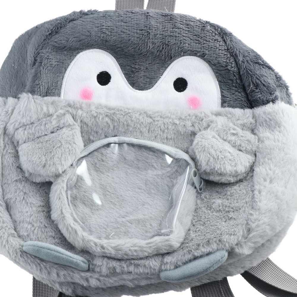 Transparent Cartoon Doll Bag Large Capacity Children Schoolbag Sweet Plush Penguin Backpack  Gift